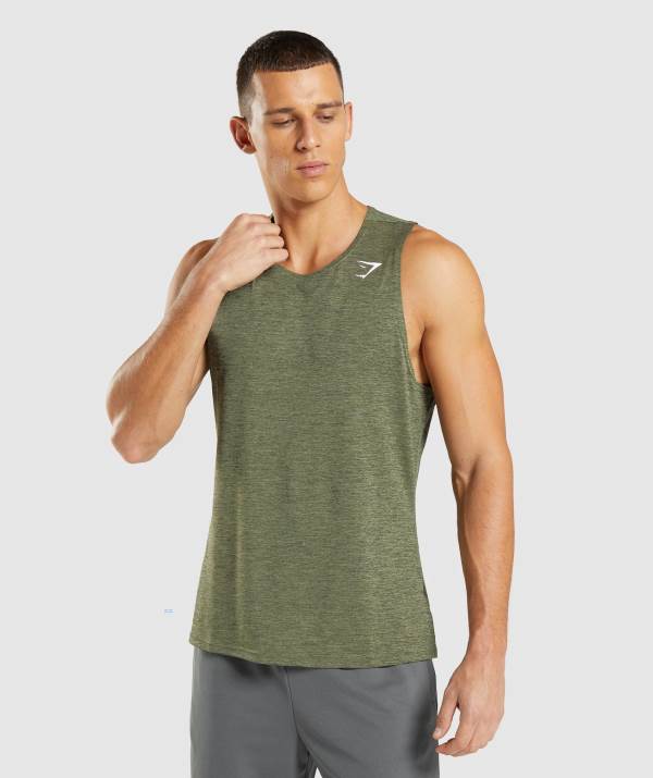 Panske Tielko Gymshark Arrival Slim Marl Olivovo Zelená / Olivovo Zelená | AU9815037